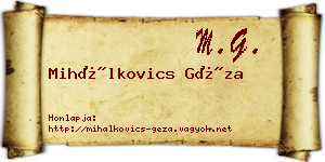 Mihálkovics Géza névjegykártya